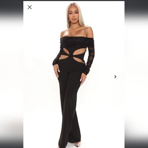 Fashion Nova, Halfway To You Jumpsuit Off-Shoulder,Size M